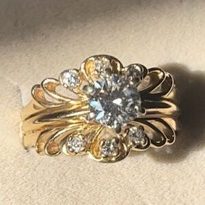 Diamond Wedding Set 14k, size 8.5